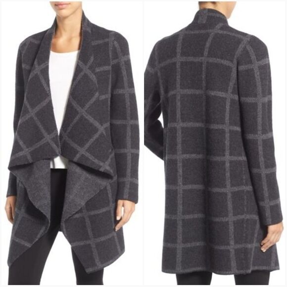 Eileen Fisher Merino Wool Long Jacket Size Large
